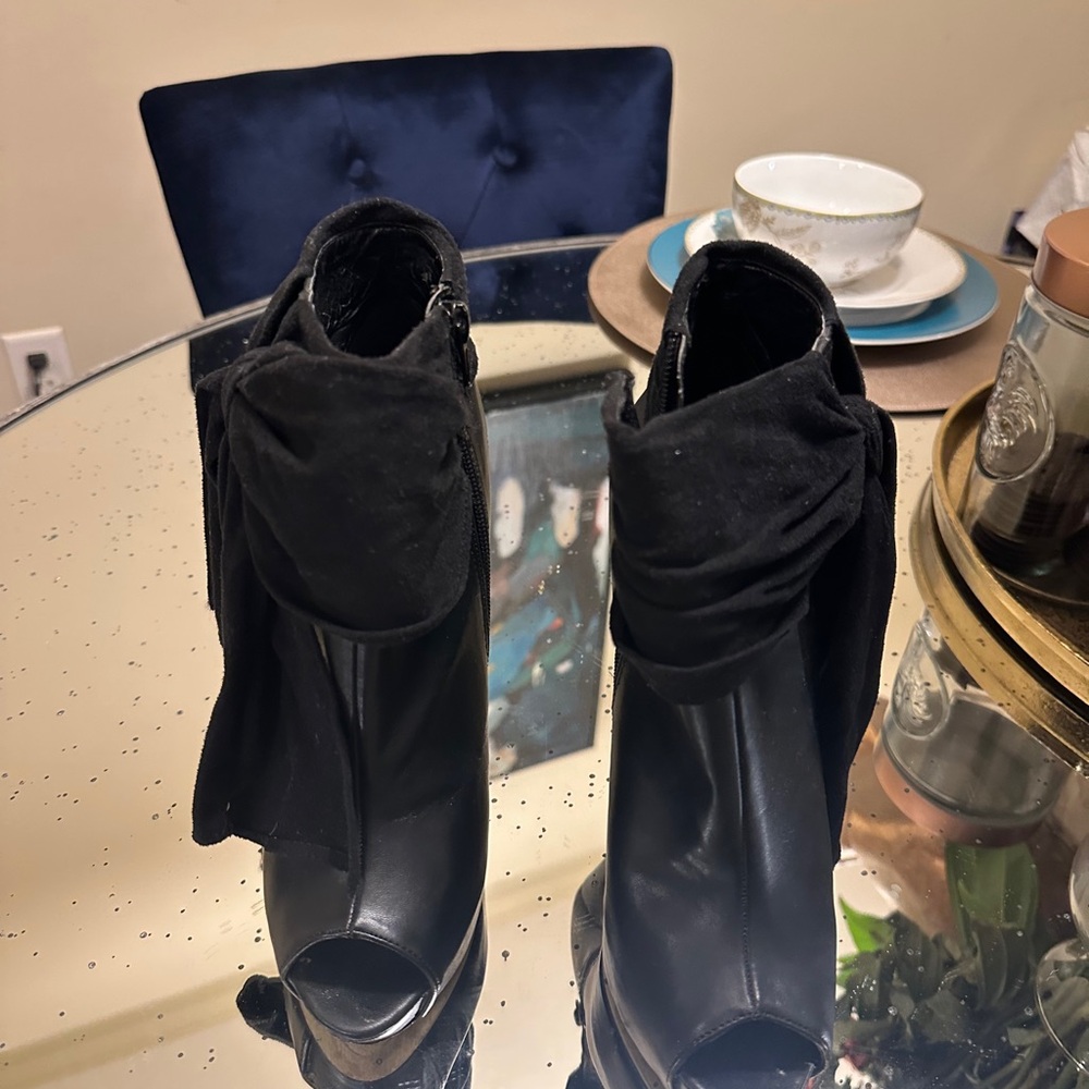 Elegant Black Women's Peep-Toe Ankle Boots
